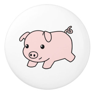 Cute Running Piglet Pig Ceramic Knob