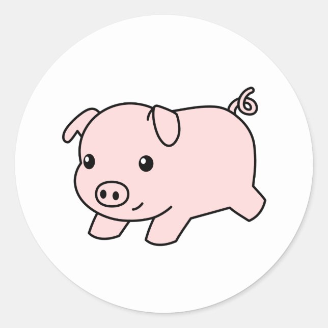 Cute Running Piglet Pig Classic Round Sticker (Front)