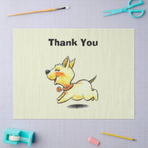 Cute Running Puppy Dog Thank You Tissue Paper