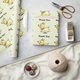 Cute Running Puppy Dog Thank You Wrapping Paper