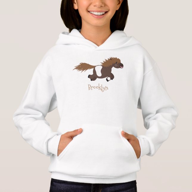 Cute running Shetland pony cartoon illustration (Front)
