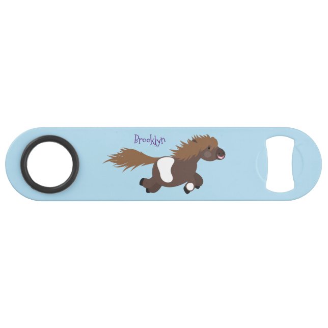 Cute running Shetland pony cartoon illustration (Front (Horizontal))