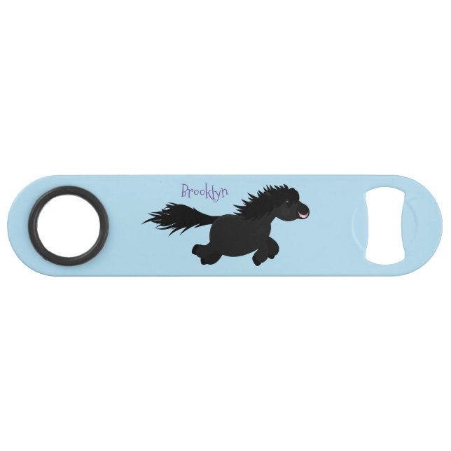 Cute running Shetland pony cartoon illustration (Front (Horizontal))