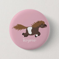 Cute running Shetland pony cartoon illustration
