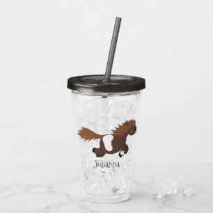 Cute running Shetland pony cartoon illustration Acrylic Tumbler