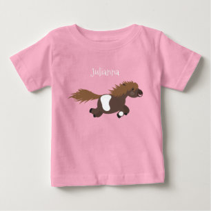 Cute running Shetland pony cartoon illustration Baby T-Shirt