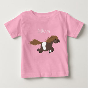Cute running Shetland pony cartoon illustration Baby T-Shirt