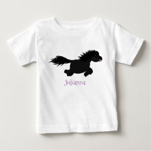 Cute running Shetland pony cartoon illustration Baby T-Shirt
