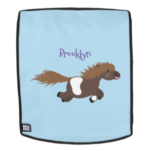 Cute running Shetland pony cartoon illustration Backpack