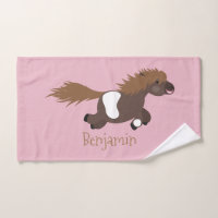 Cute running Shetland pony cartoon illustration