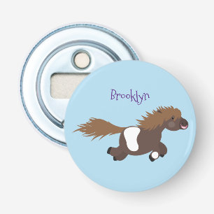 Cute running Shetland pony cartoon illustration Bottle Opener