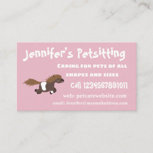 Cute running Shetland pony cartoon illustration Business Card