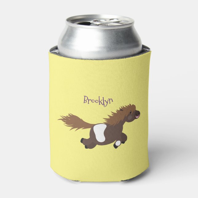 Cute running Shetland pony cartoon illustration  Can Cooler (Can Front)