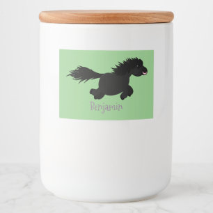 Cute running Shetland pony cartoon illustration Food Label