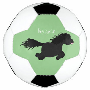 Cute running Shetland pony cartoon illustration Football
