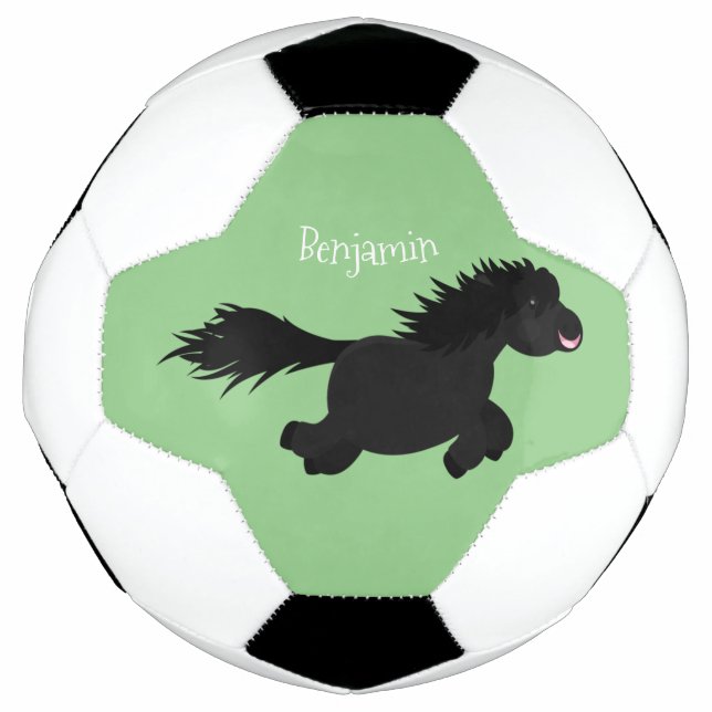 Cute running Shetland pony cartoon illustration Football (Front)