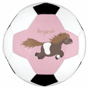Cute running Shetland pony cartoon illustration Football