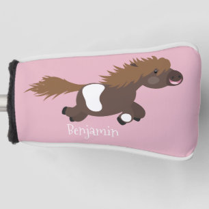 Cute running Shetland pony cartoon illustration Golf Head Cover