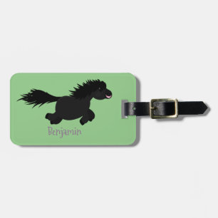 Cute running Shetland pony cartoon illustration Luggage Tag