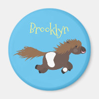 Cute running Shetland pony cartoon illustration