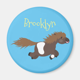 Cute running Shetland pony cartoon illustration Magnet