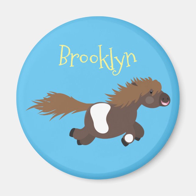 Cute running Shetland pony cartoon illustration Magnet (Front)