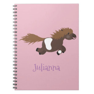 Cute running Shetland pony cartoon illustration Notebook