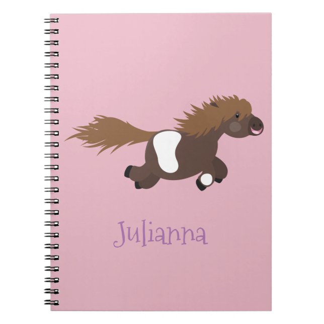 Cute running Shetland pony cartoon illustration Notebook (Front)