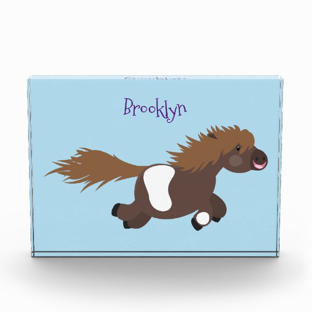 Cute running Shetland pony cartoon illustration Photo Block (Front)