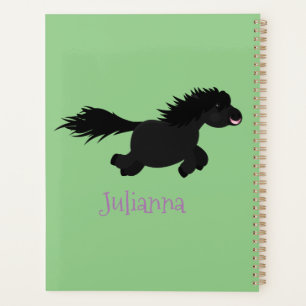 Cute running Shetland pony cartoon illustration Planner