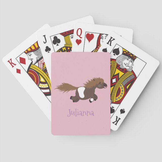 Cute running Shetland pony cartoon illustration Playing Cards (Back)