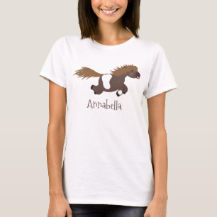Cute running Shetland pony cartoon illustration T-Shirt