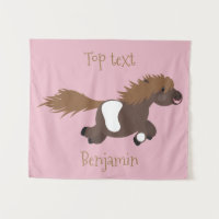 Cute running Shetland pony cartoon illustration