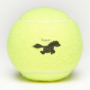 Cute running Shetland pony cartoon illustration Tennis Balls