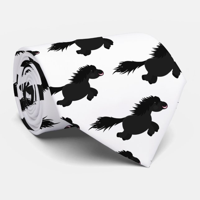 Cute running Shetland pony cartoon illustration Tie (Rolled)