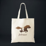 Cute running shetland pony cartoon illustration tote bag<br><div class="desc">This cute,  funny Shetland pony is drawn in cute cartoon illustration style. Lots of farmyard fun from the isles!</div>
