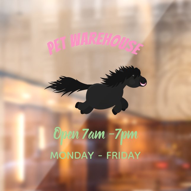 Cute running Shetland pony cartoon illustration Window Cling (Sheet 2)