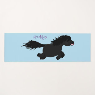 Cute running Shetland pony cartoon illustration Yoga Mat