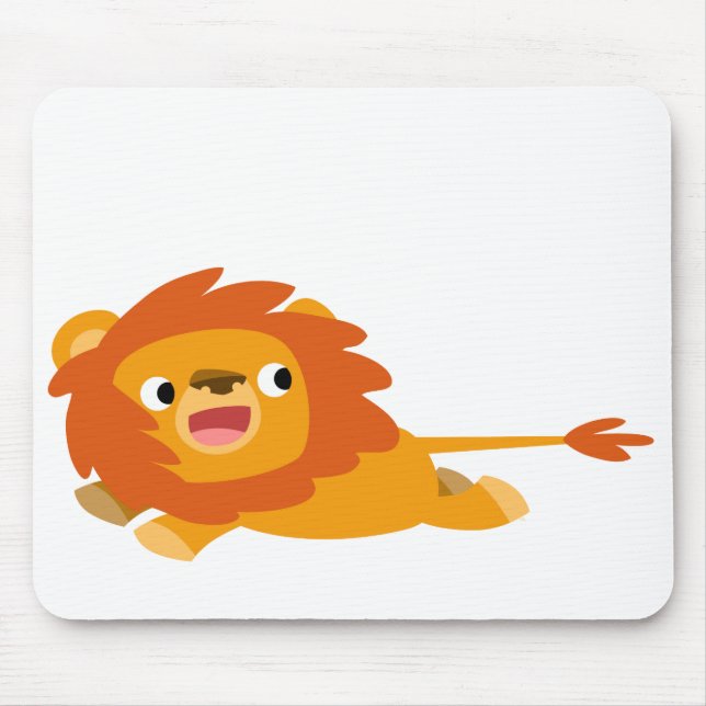 Cute Rushing Cartoon Lion Mousepad (Front)