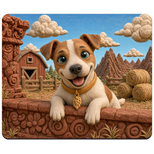Cute Russell Terrier Puppy, Baby Dog Mouse Mat