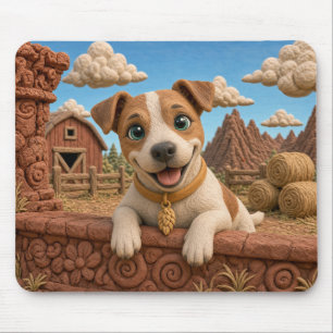 Cute Russell Terrier Puppy, Baby Dog Mouse Mat