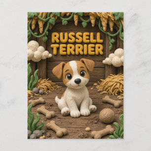 Cute Russell Terrier Puppy, Baby Dog Postcard