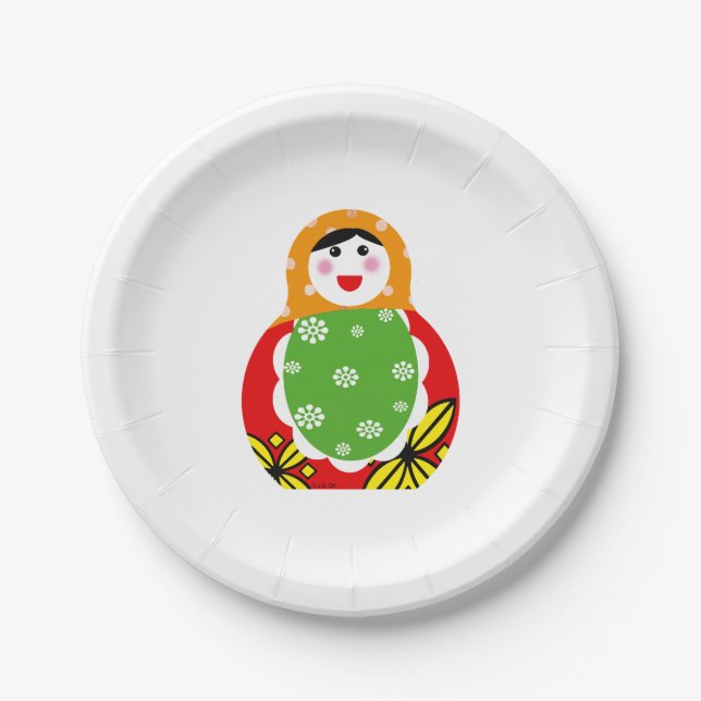 cute Russian nesting doll Paper Plate (Front)