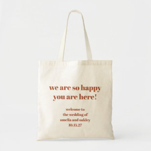 Cute Rust Fall Retro Custom Wedding Welcome Guest Tote Bag
