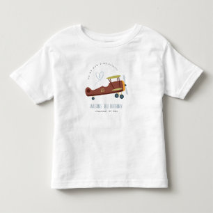 Cute Rust Green Blue Biplane Cloud Heart Birthday Toddler T-Shirt
