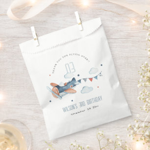 Cute Rust Navy Plane Cloud Stars Sky Birthday Favour Bags