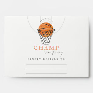 Cute Rust Our Little Champ Basketball Baby Shower Envelope