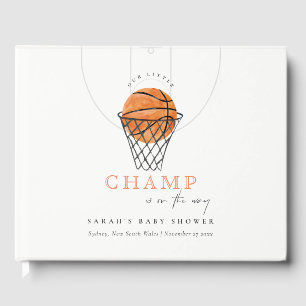 Cute Rust Our Little Champ Basketball Baby Shower Guest Book