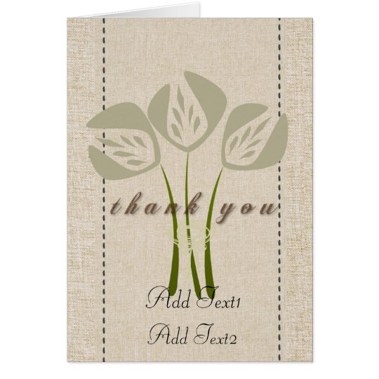 Cute Rustic Abstract Tulips Thank you Card