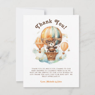 Cute Rustic Bear with Balloons baby Shower Invitation